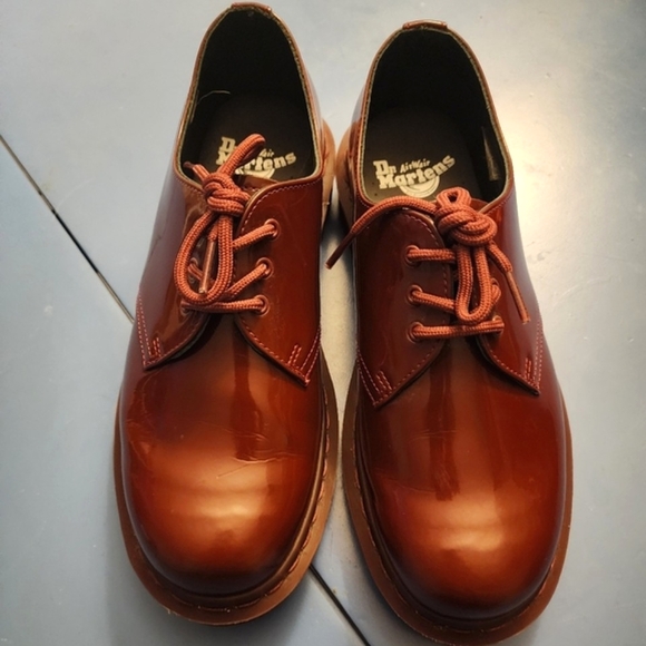 Dr. Martens England oxford mono oxblood red patent leather 1461 3-eye women's 8 - Picture 6 of 13